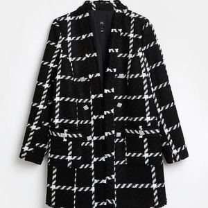 River Island Black Checked Boucle Blazer Sz 10